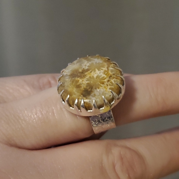 New Unique Fossil Coral Silver Ring. - Picture 2 of 3